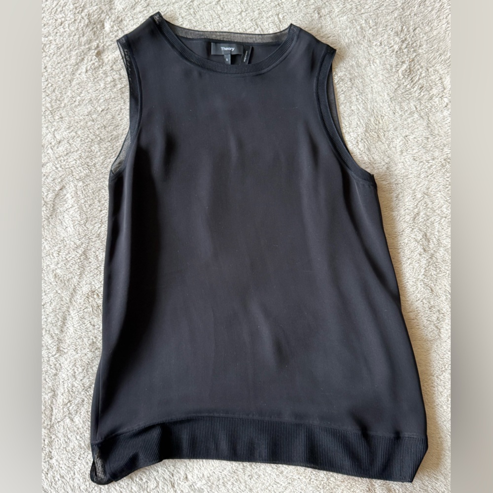Theory Silk Black Tank Top